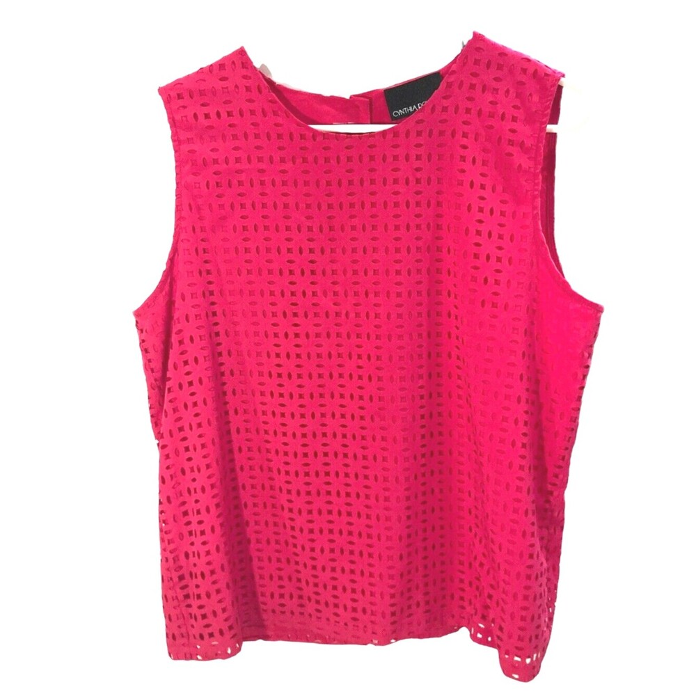 Bubble gum hot Pink women's L shirt sleeveless button up back Cynthia Rowley